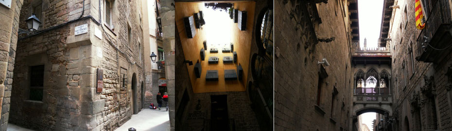 Ältestes Haus und die Straßen Barcelonas in der Barri Gòtic