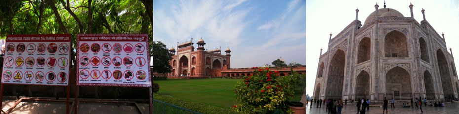 Agra: Verbote im Gelände des Tadsch Mahal, Eingangstor, Tadsch Mahal (Hauptgrab)