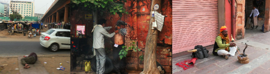 Jaipur: Typisch Indien?: Slum, Straßenbarbier, Schlangenbeschwörer (die Schlangen sind echt!)
