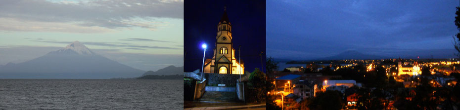 Puerto Varas: Vulkan Osorno | Wellblech-Kathedrale | Nächtliche Stadt