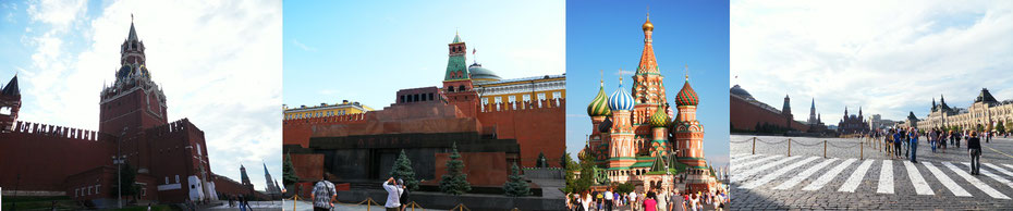 Roter Platz - Kreml-Haupttor, Lenin-Mausoleum, Basilius Kathdrale, mit GUM