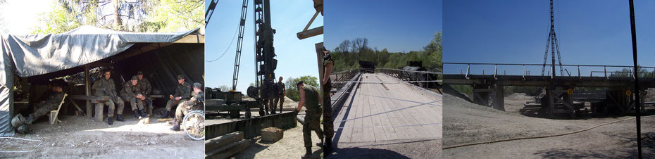 Warten und Erholen, Die 500-kg-Ramme, Unsere Brücke von oben und von der Seite