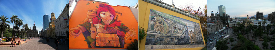 Santiago de Chile I: Plaza de Armada | Inti-Graffiti | Mosaik | Plaza de Armada von oben