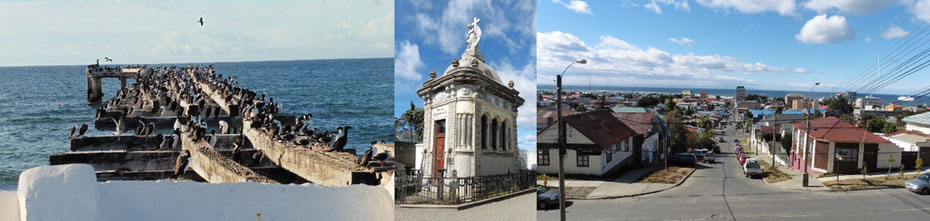 Punta Arenas1: alte Seebrücke, Gruftvilla, Chiles südlichste Stadt mit Magellanstraße