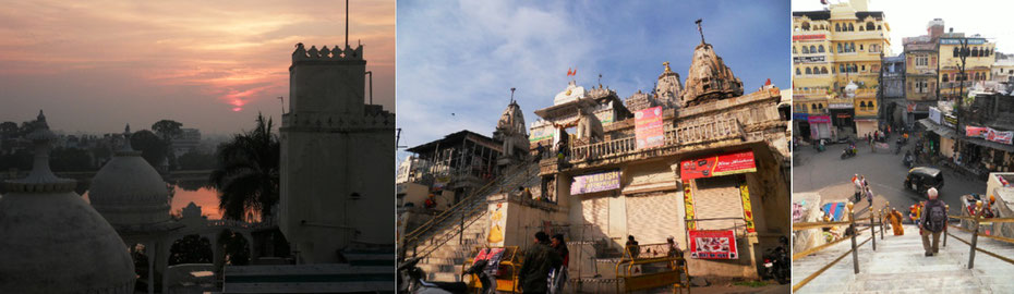 Udaipur: Abendlicher Swaroop Sagar, Jagdisch-Tempel und Stufen zur Marktkreuzung
