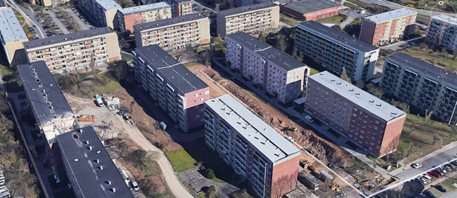 Plattenbausiedlung Winzerla (aktuellstes Bild von GoogleEarth und unverändert fast wie damals)