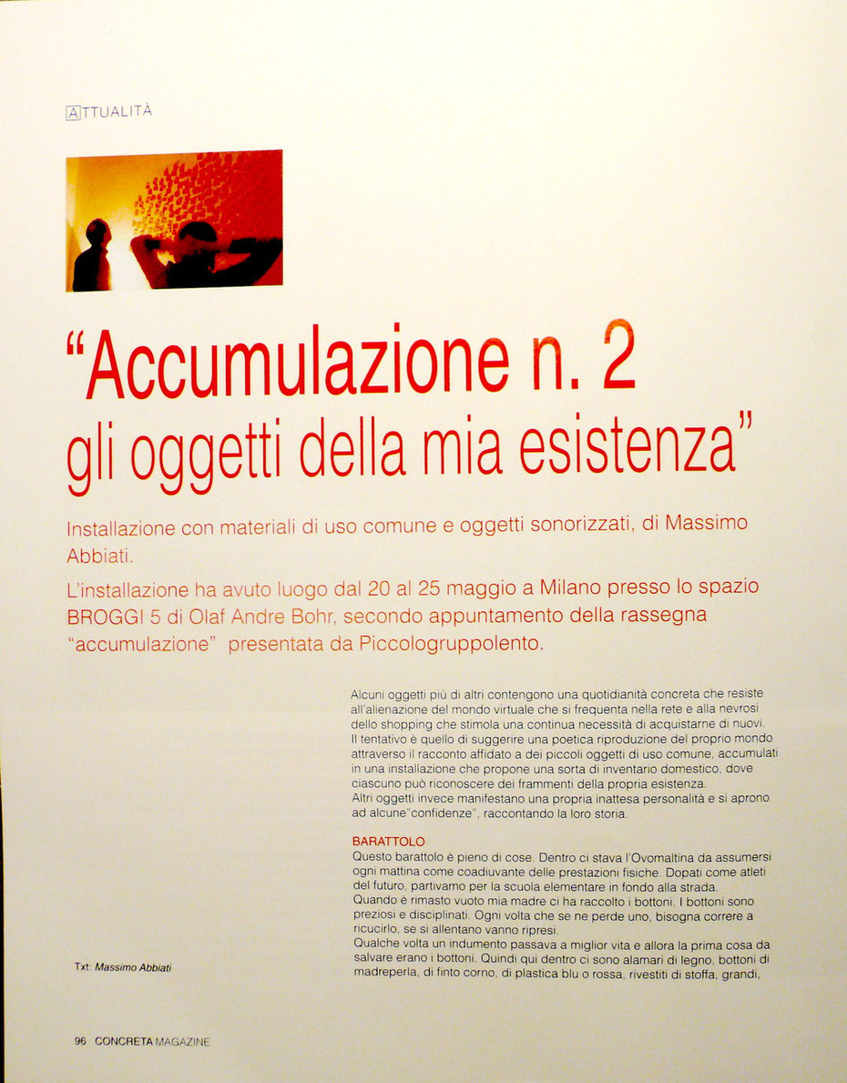 Massimo Abbiati        ACCUMULAZIONE N. 2   presso Broggi 5