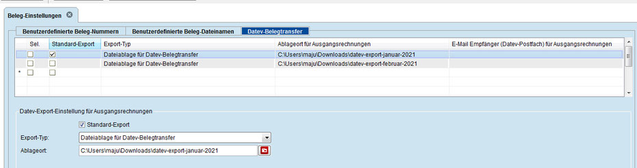 Verzeichnis für Datev Belegtransfer einrichten