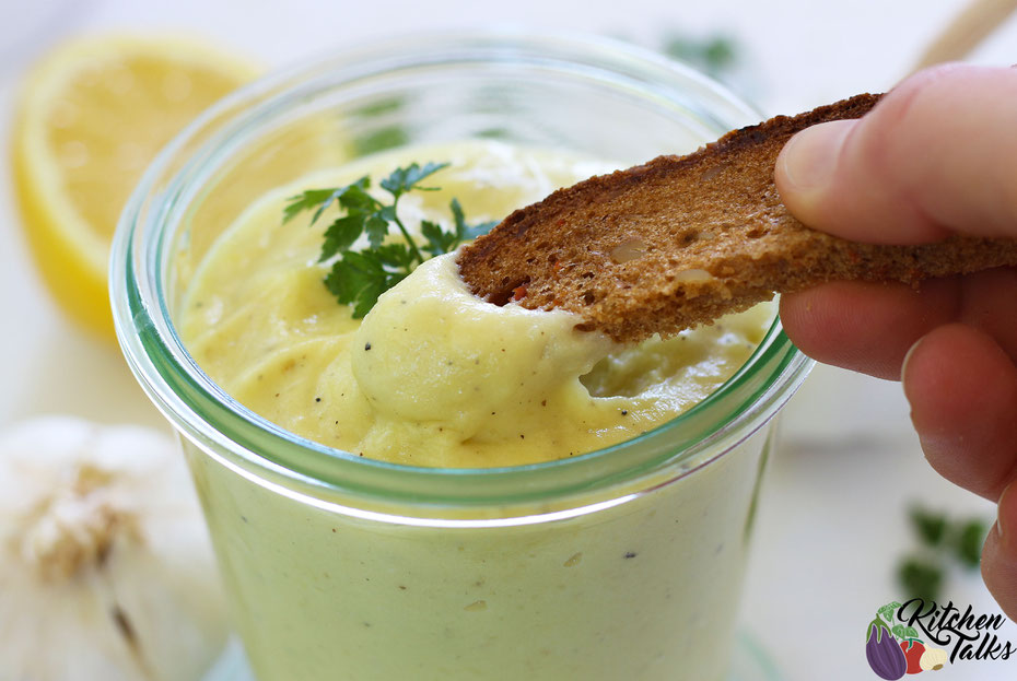 Aioli , kalorienarme Aioli, selbstgemachte Aioli, Aioli selber machen, Dip zum grillen