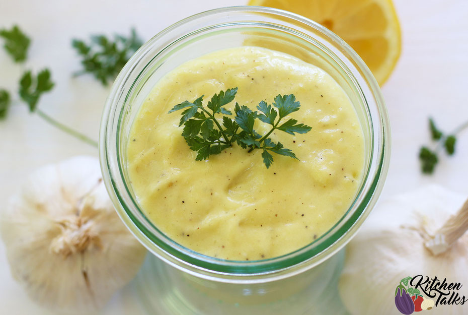 Aioli , kalorienarme Aioli, selbstgemachte Aioli, Aioli selber machen, Dip zum grillen