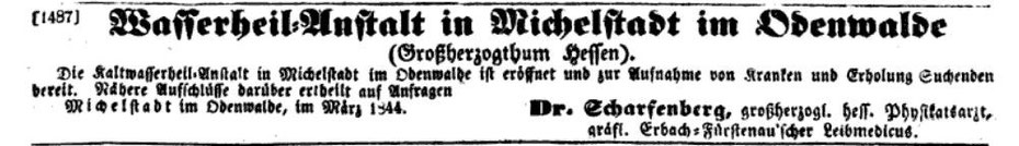 Anzeige in der Münchner Zeitung 1844 kurz nach der Eröffnung