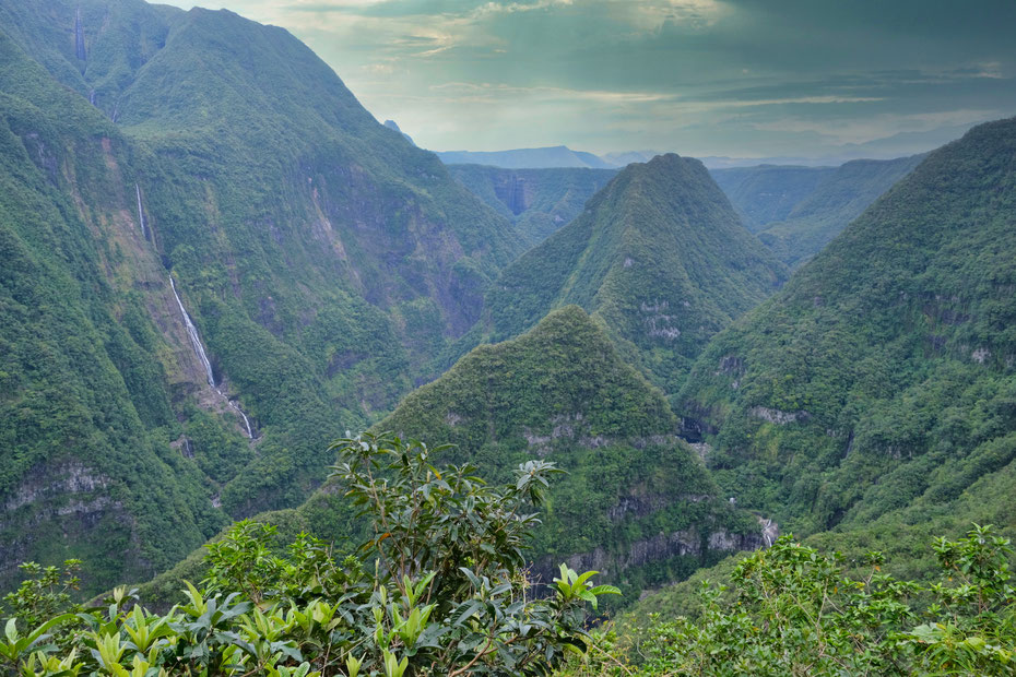 Vue sur la Vallée de Takamaka depuis le belvédère du barrage de la centrale hydro-électrique, La Réunion