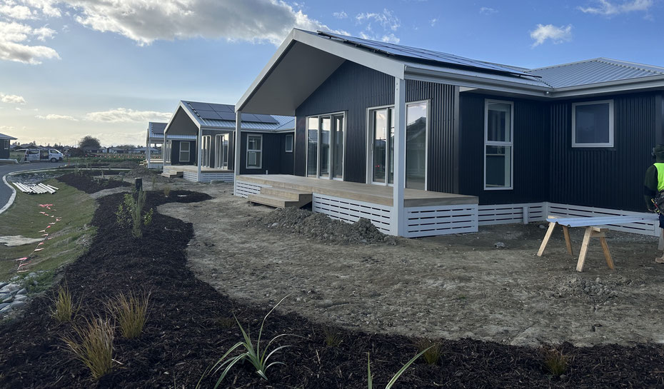 The first homes at the papakāinga. Photo supplied by Te Āwhina Marae.