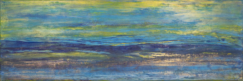 Die Ammer 2 - 2021-2023 (acrylic, wax & mixed media on wood - 50 x 150 x 4) - photo: Chris Gebhart [sold / verkauft]