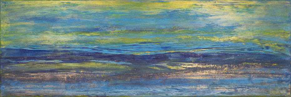 Die Ammer 2 - 2021-2023 (acrylic, wax & mixed media on wood - 50 x 150 x 4) - photo: Chris Gebhart [sold / verkauft]