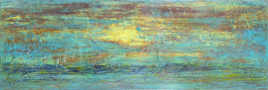 Open Horizon - 2025 (acrylic & mixed media on wood - 50 x 150 x ) - photo: Chris Gebhart [sold / verkauft]