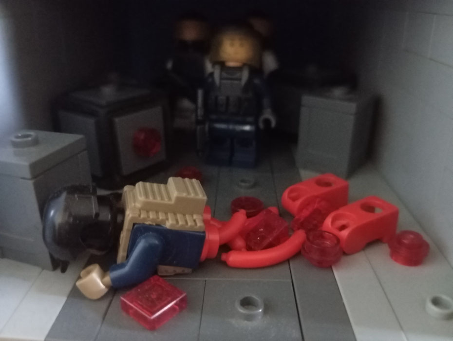LEGO battle scene fantasy bricks – soldats contre créature d’un laboratoire secret