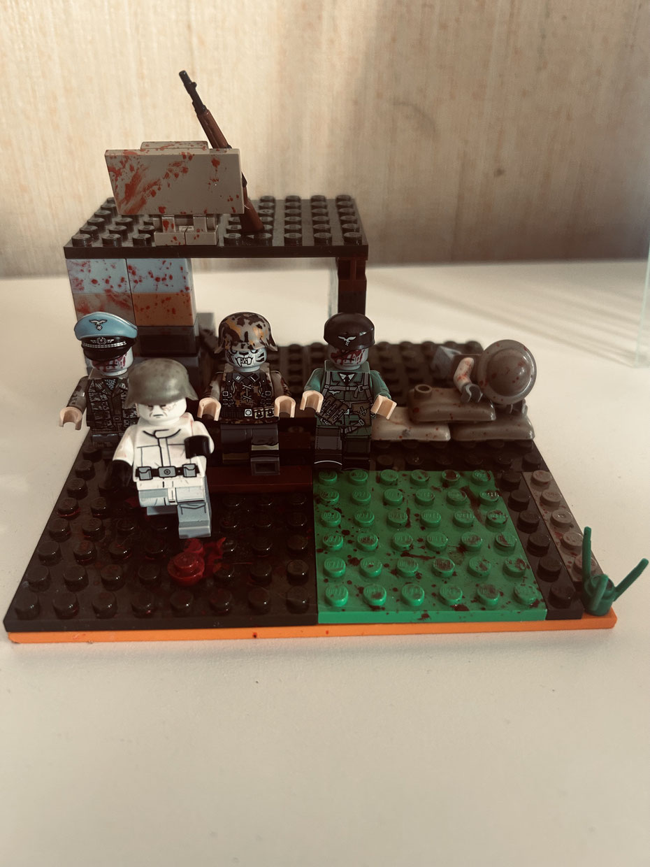 Diorama LEGO® guerre mondiale – char Sherman capturé par zombies allemands