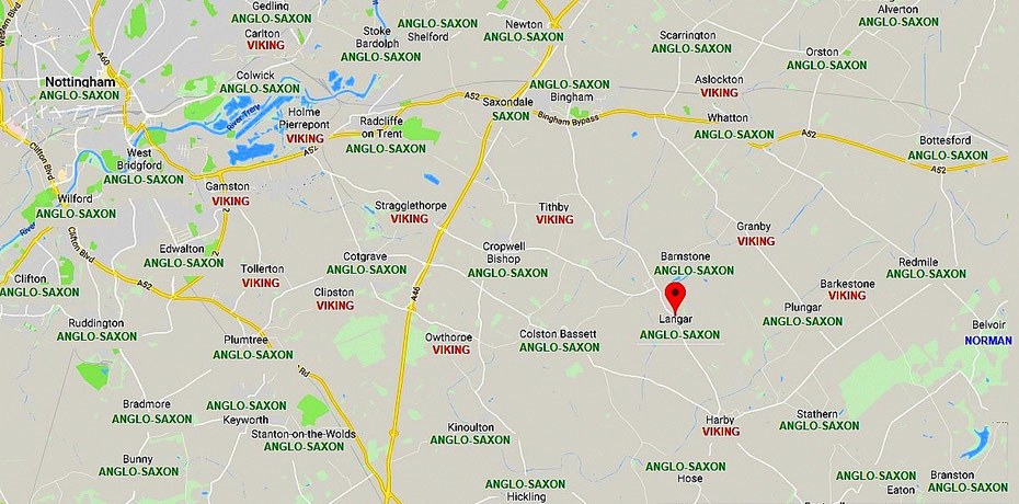 Anglo-Saxon and Viking placenames near Langar and Barnstone