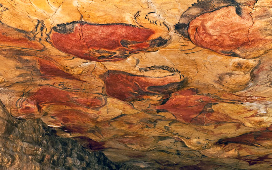 世界遺産「アルタミラ洞窟と北スペインの旧石器時代の洞窟画」、アルタミラ洞窟のバイソンの群れ（復元）