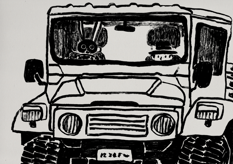 Land cruiser 40 / Felt tip pen Takashi Miyata Illustration
