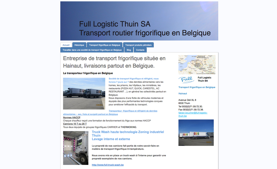 L'ancien site de Full Logistic avait été créé en 2012, suite à une journée de formation Jimdo