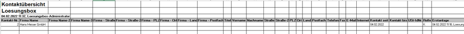 Kontaktexport Excel XLSX