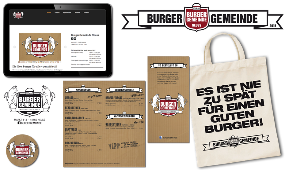 Logoentwicklung, Grafikdesign, Markenentwicklung, Gastronomie, Burger Restaurant, Stempel, Speisekarte