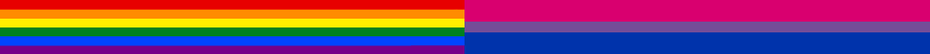 A banner with two flags next to eachother. On the left is the gay pride flag, on the right is the bisexual pride flag