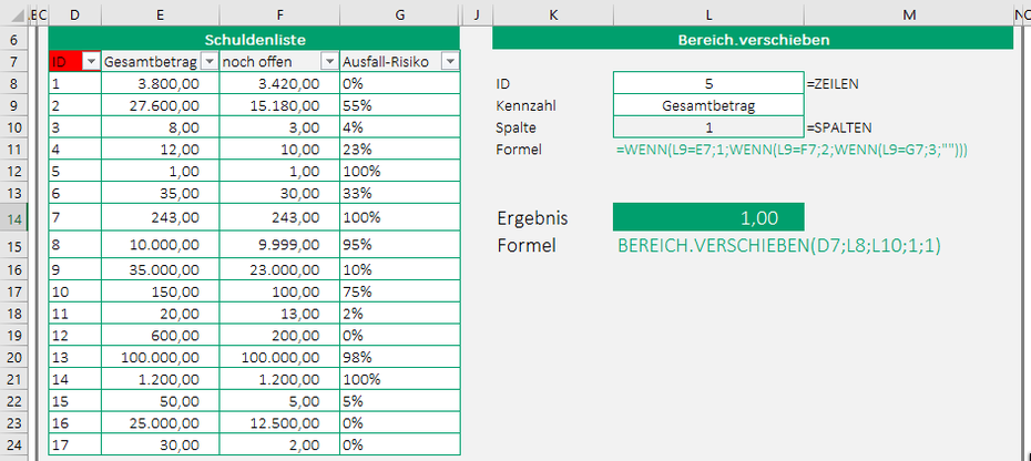 Excel Bereich.Verschieben Beispiel