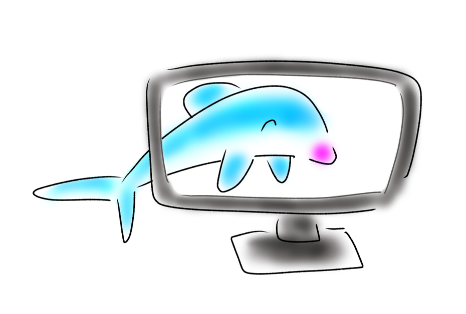 落書き 手書き風のイルカイラストは初恋の思い出 翠のメルヘンは緑色
