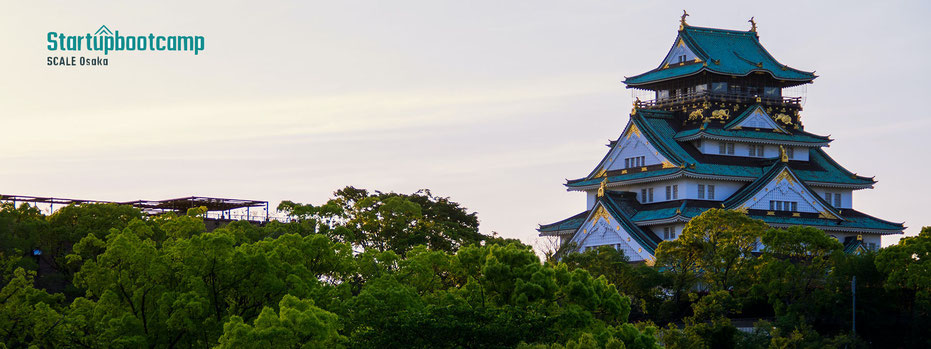 Startupbootcamp logo and image of Osaka Castle