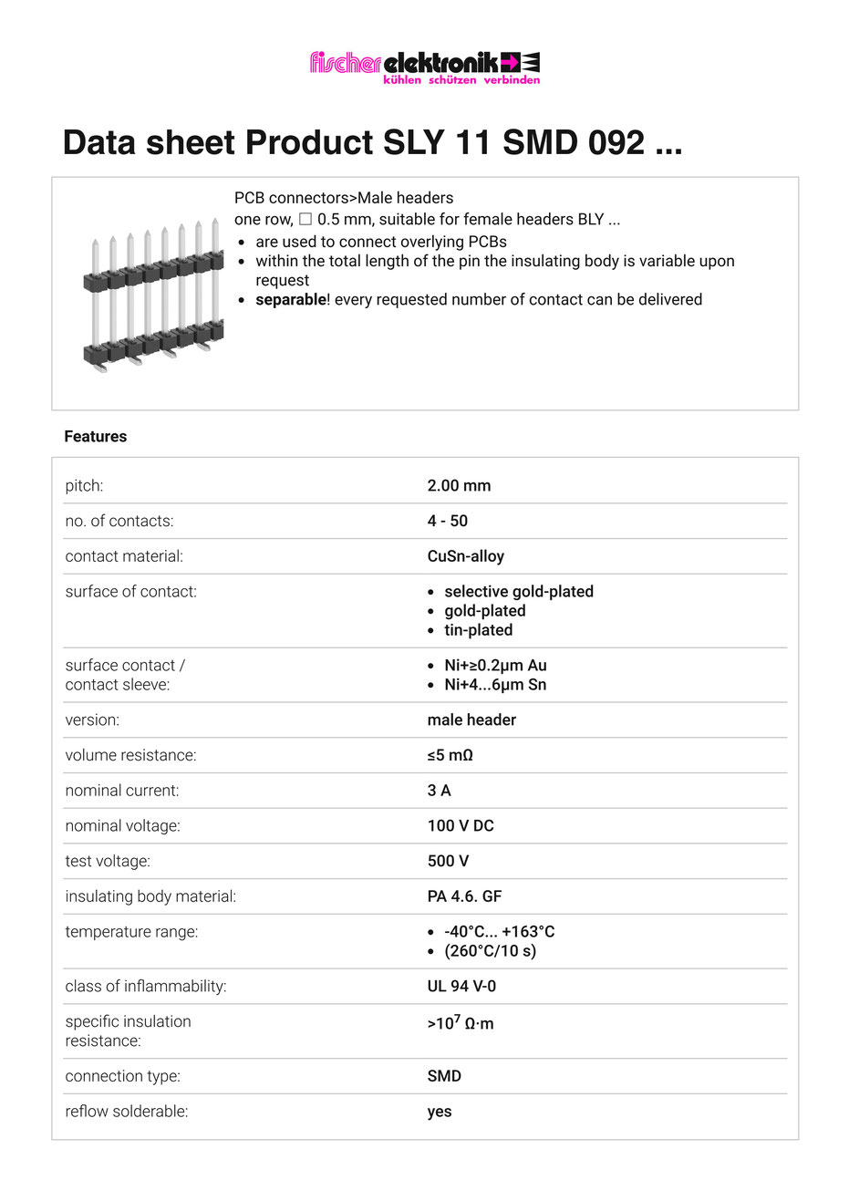 SLY-11-SMD-092 | 2mmピッチ段重ねピンヘッダー(表面実装用)