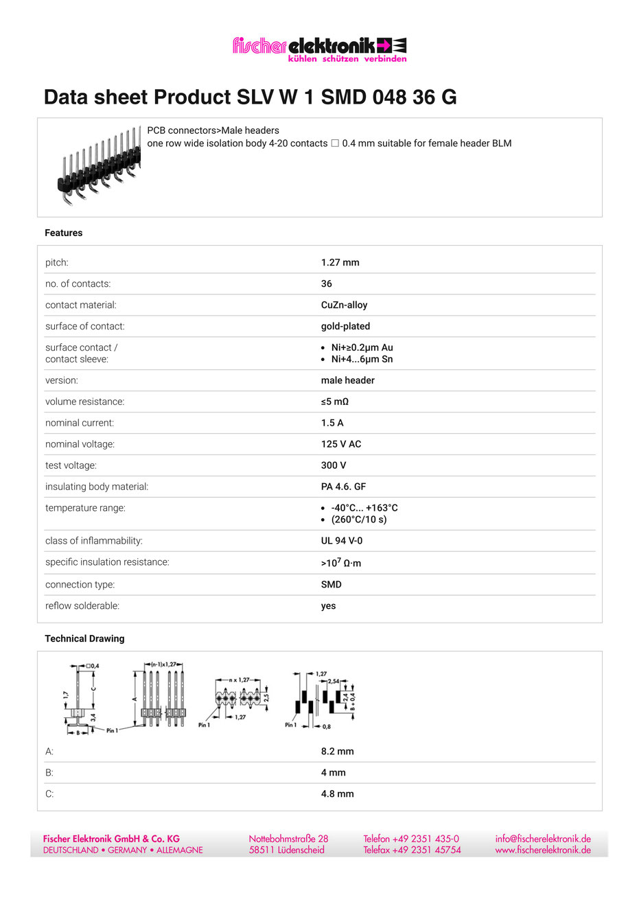 SLV W 1 SMD 048 36 G | 1.27mmピッチ ピンヘッダー 36ピン連結