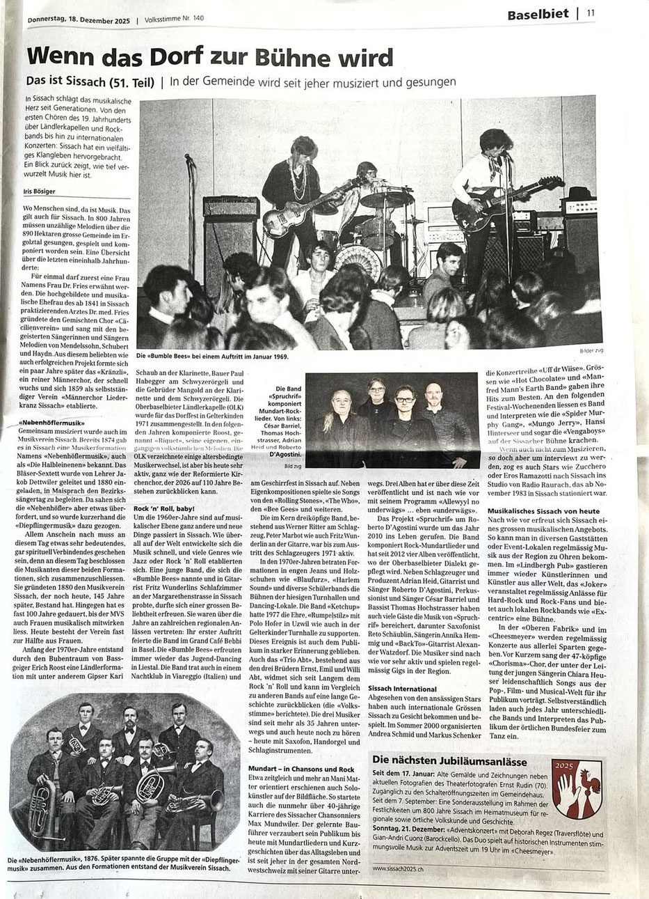 Spruchreif im Redaktionellen Bericht der Volksstimme Sissach von Iris Böiger (Musikerin Ira May)
