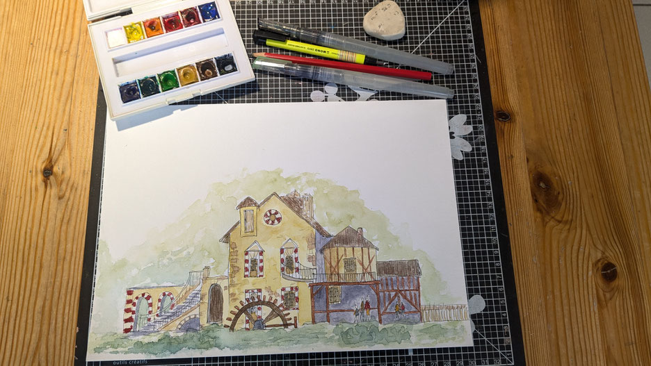 Le hameau de la Reine Aquarelle atelier Paper Break 2025