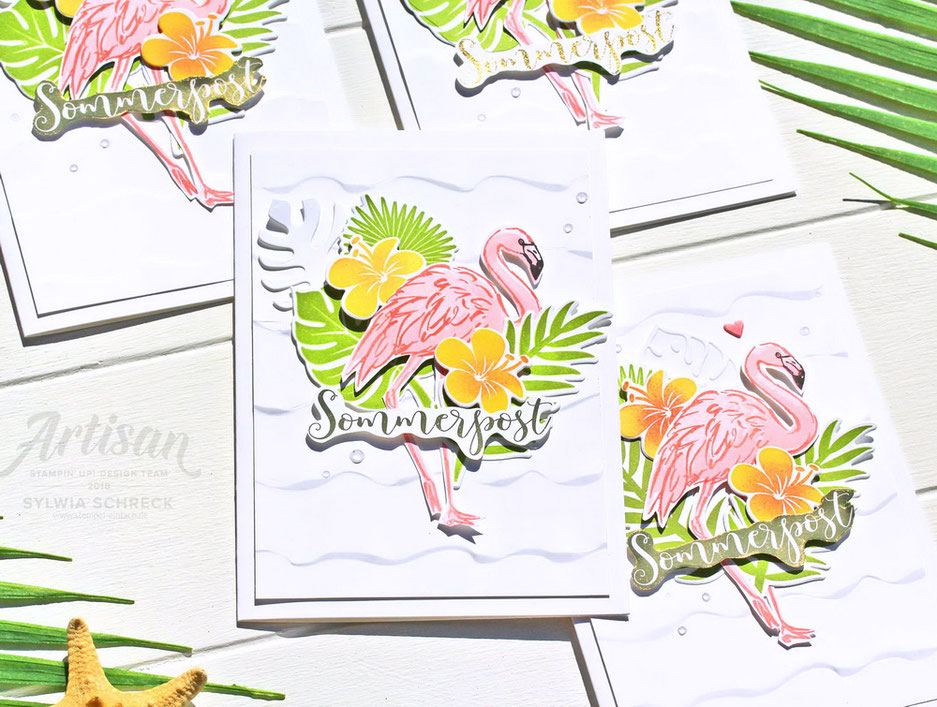 Sommerpost mit Flamingos
