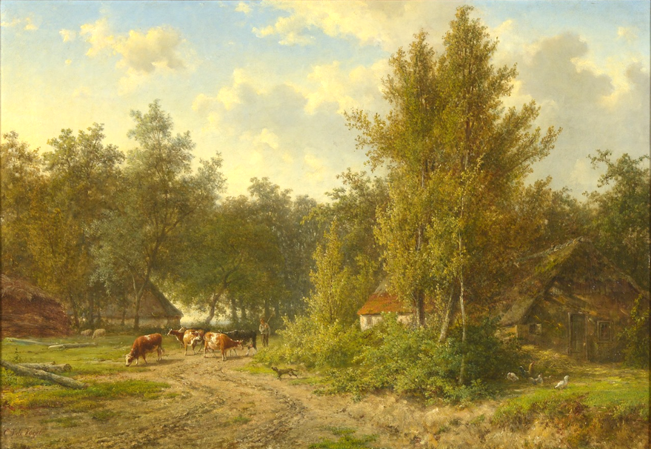 te_koop_een_landschap_schilderij_van_de_schilder_cornelis_johannes_de_vogel_1824-1879_hollandse_school