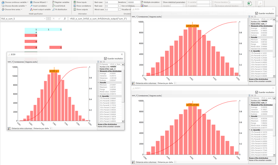 Monte Carlo simulation Excel MC FLO Subtraction Uncertainty