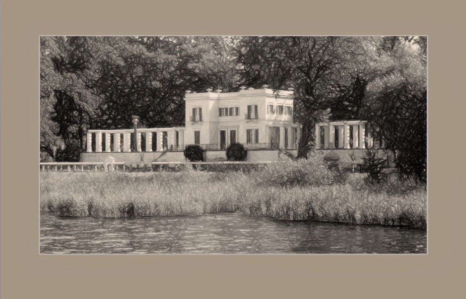 FineArt Illustration M. Heilmann | BERLIN RIVERSIDE Havel mit Casino Schlosspark Glienecke
