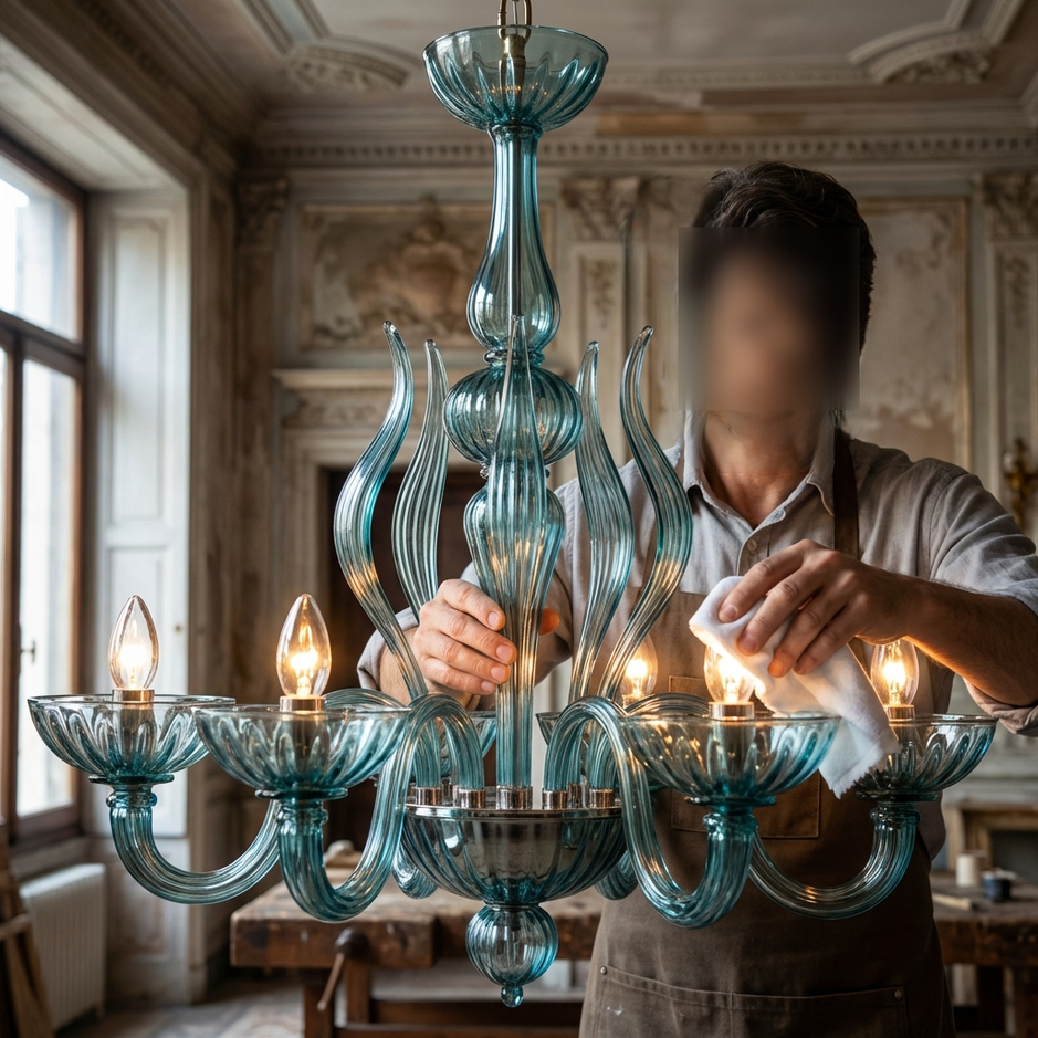 lampadario-murano-modello-fendi-colore-verde-mare-montaggio