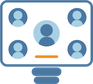 Illustration d'un écran d'ordinateur réunissant des personnes dans le cadre d'une réunion, webinaire, entretien en ligne
