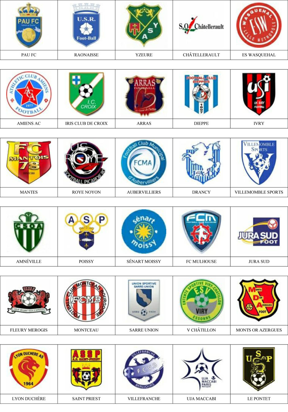 Francia - Pins de escudos/insiginas de equipos de fÃºtbol.