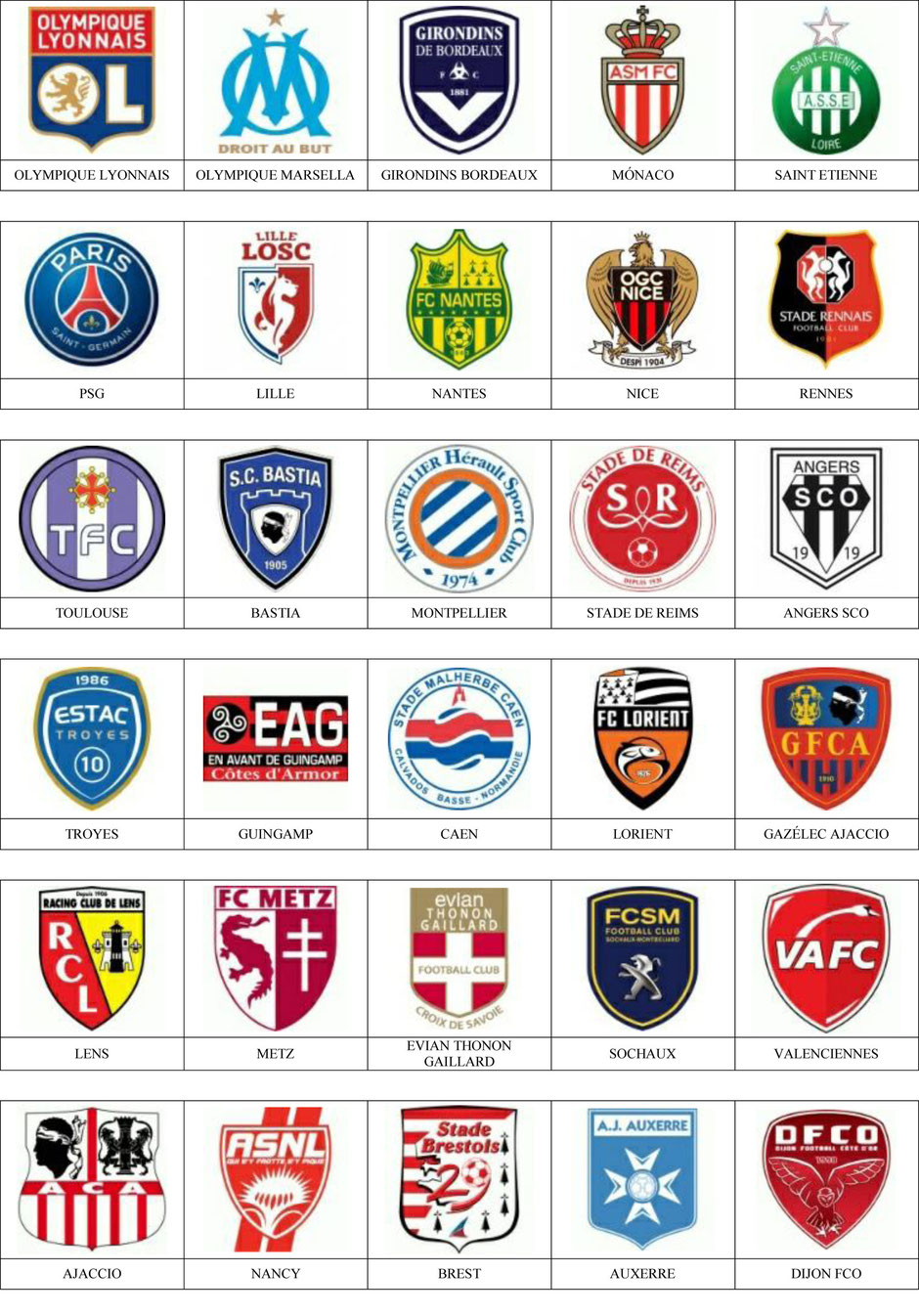 Francia - Pins de escudos/insiginas de equipos de fútbol.