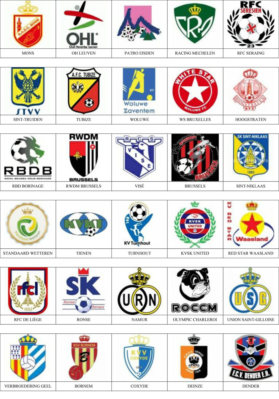 equipos futbol belgica
