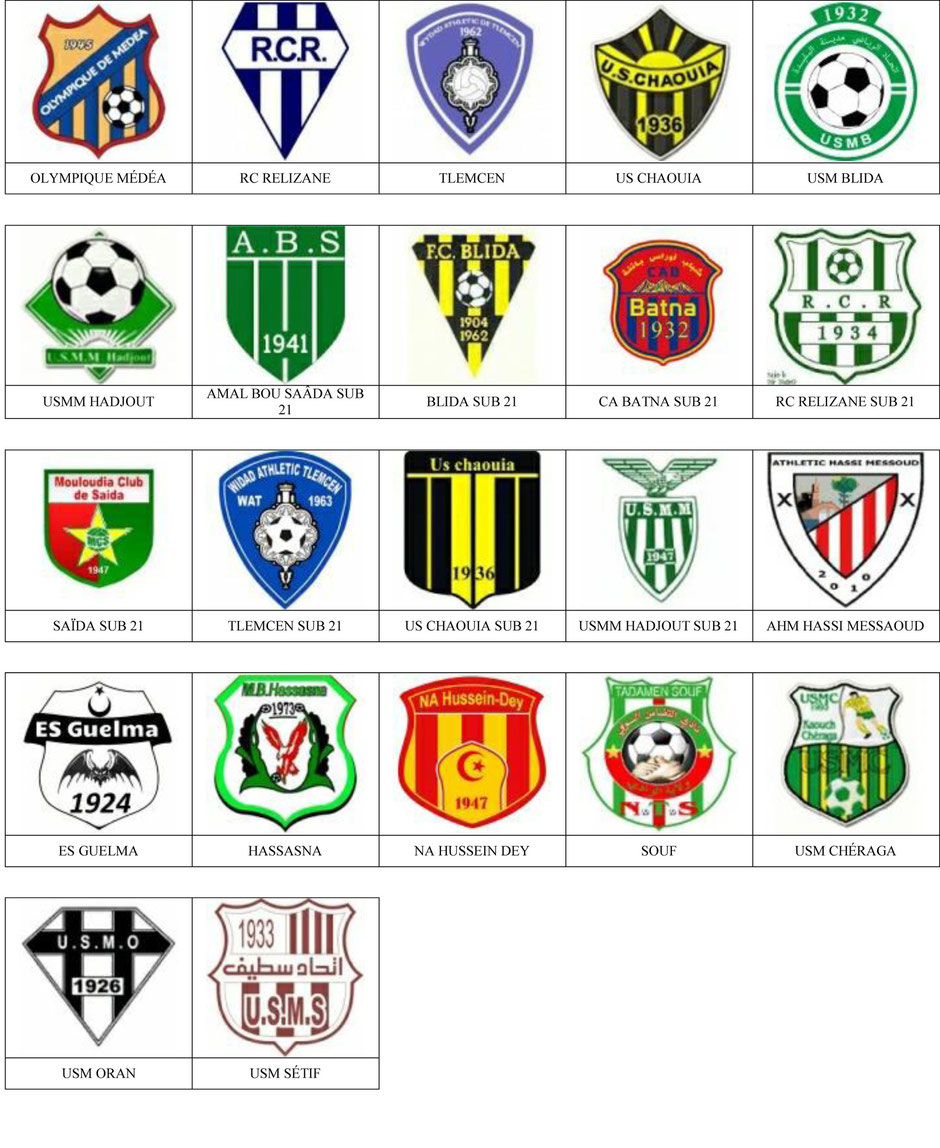 Argelia - Pins de escudos/insiginas de equipos de fútbol.
