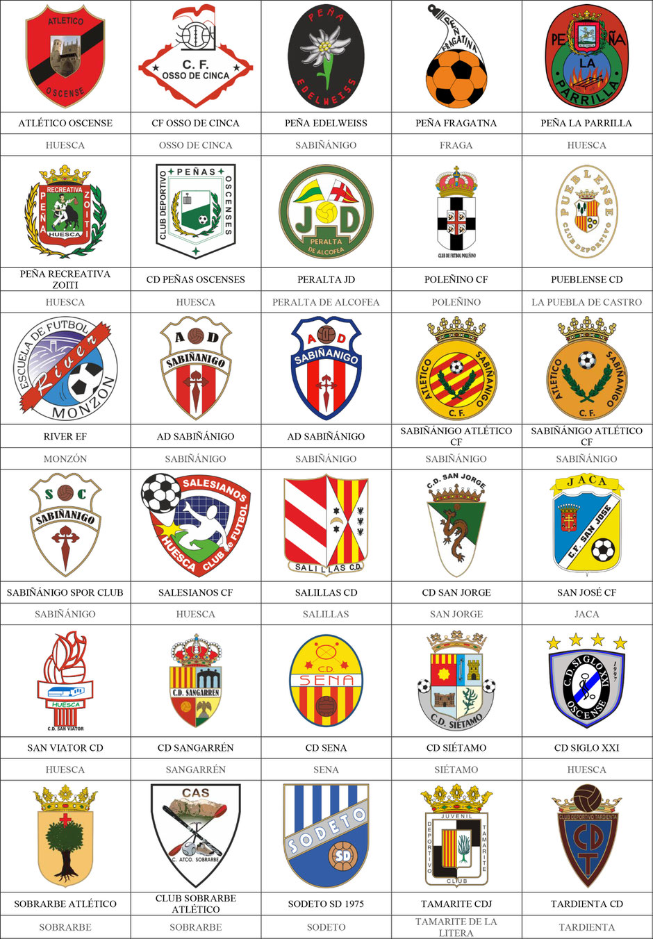 Huesca - Pins de escudos/insiginas de equipos de fútbol.