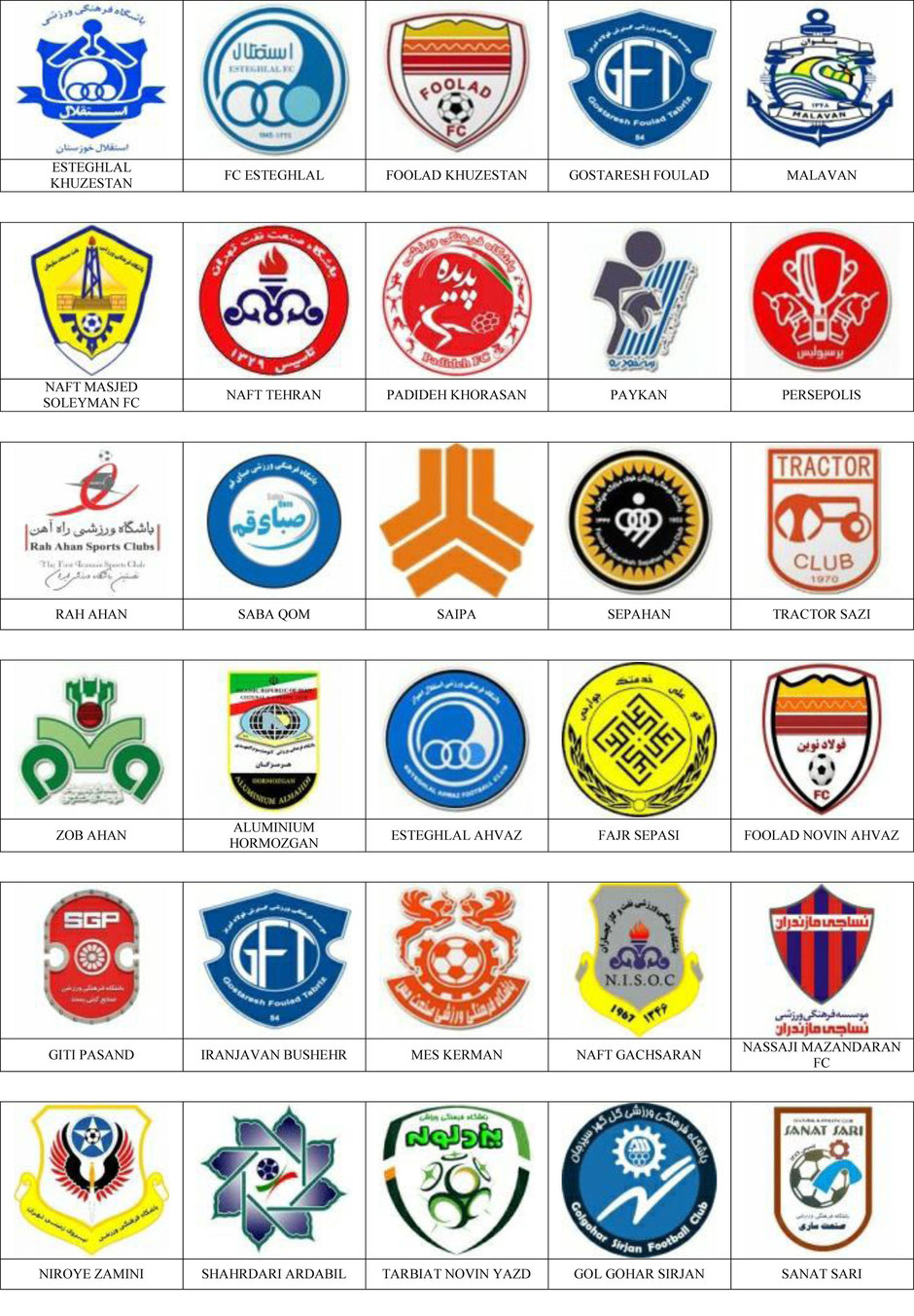 equipos futbol iran