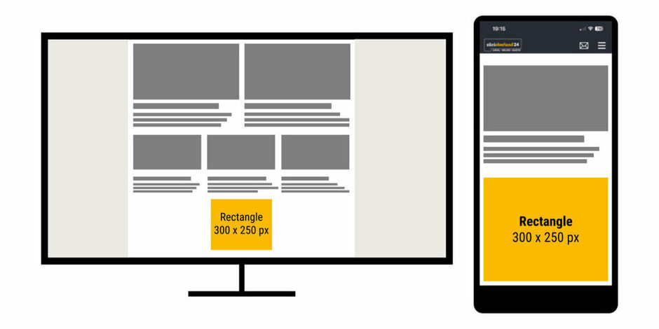 Das Online-Banner wird sowohl an Desktops als auch auf Mobilgeräten ausgestrahlt und ist mit einer www-Adresse nach Wahl verlinkt.