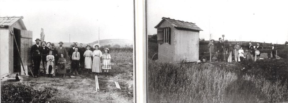 Frédéric Dyckhoff mit Familie und Freunden bei der Grundsteinlegung seiner neuen Motorenfabrik in Longeville-en-Barrois, 1897
